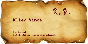 Klier Vince névjegykártya